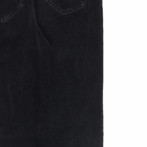 Marks and Spencer Womens Black Cotton Trousers Size 12 L30 in Regular Zip