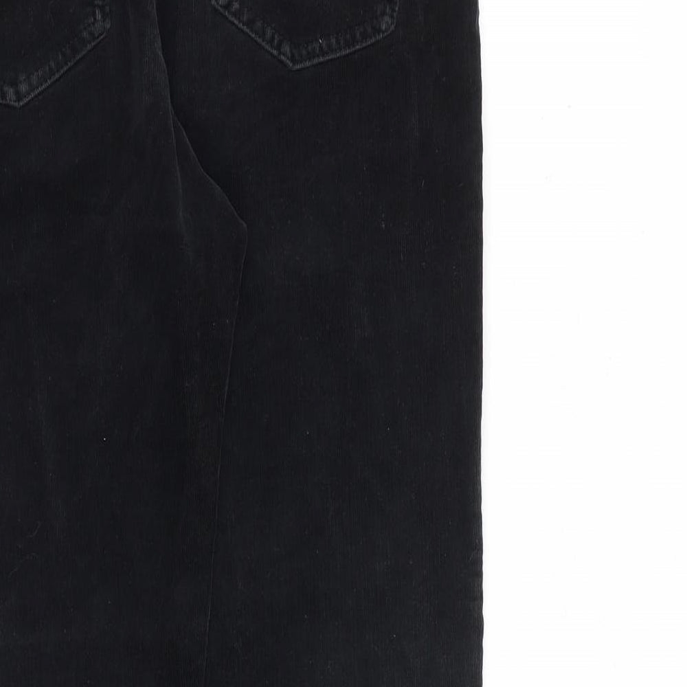 Marks and Spencer Womens Black Cotton Trousers Size 12 L30 in Regular Zip