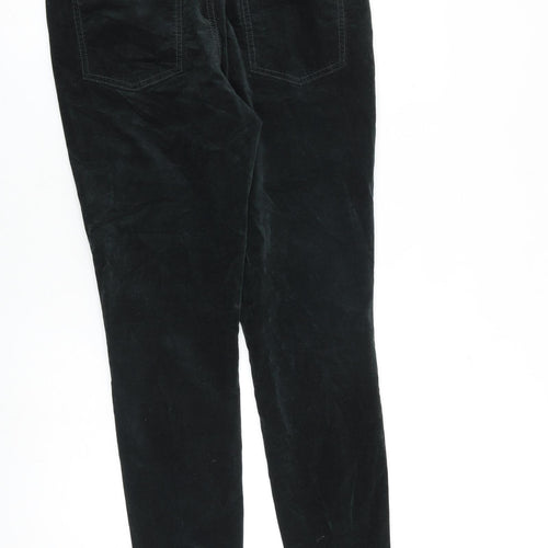 NEXT Womens Green Cotton Trousers Size 10 L29 in Slim Zip