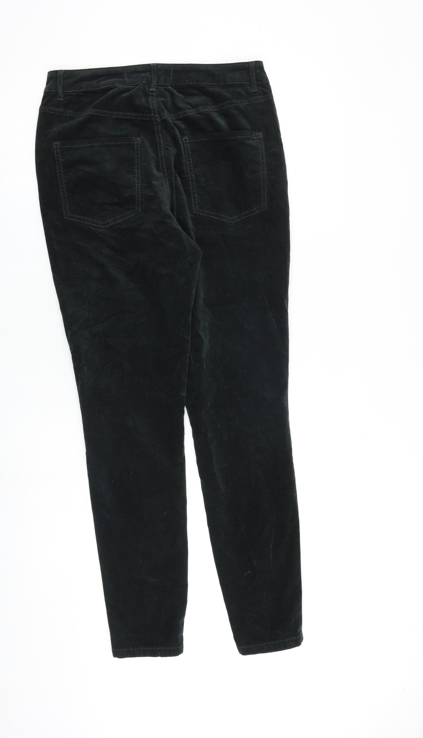 NEXT Womens Green Cotton Trousers Size 10 L29 in Slim Zip