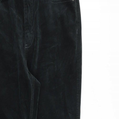 NEXT Womens Green Cotton Trousers Size 10 L29 in Slim Zip