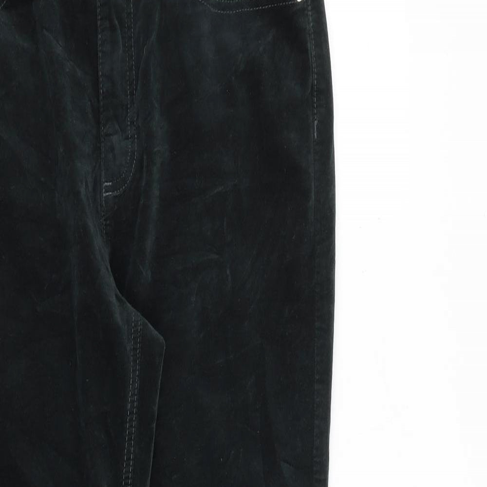 NEXT Womens Green Cotton Trousers Size 10 L29 in Slim Zip