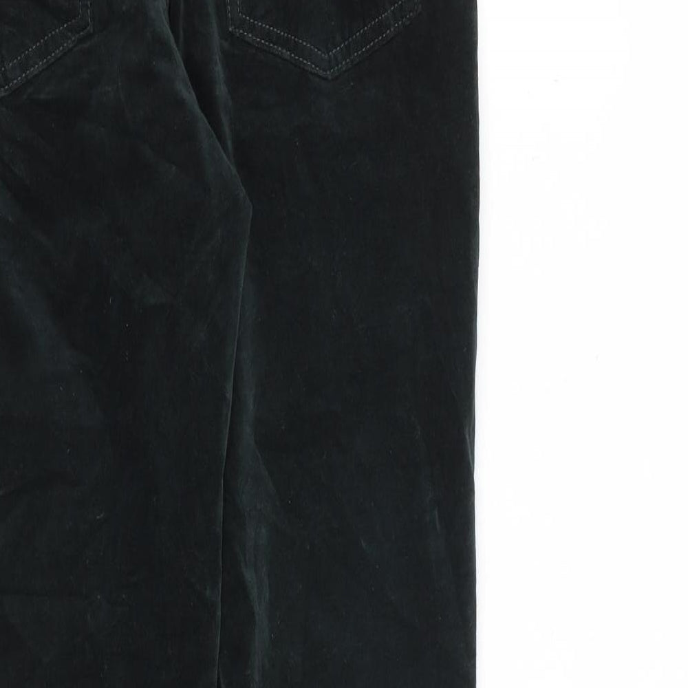 NEXT Womens Green Cotton Trousers Size 10 L29 in Slim Zip