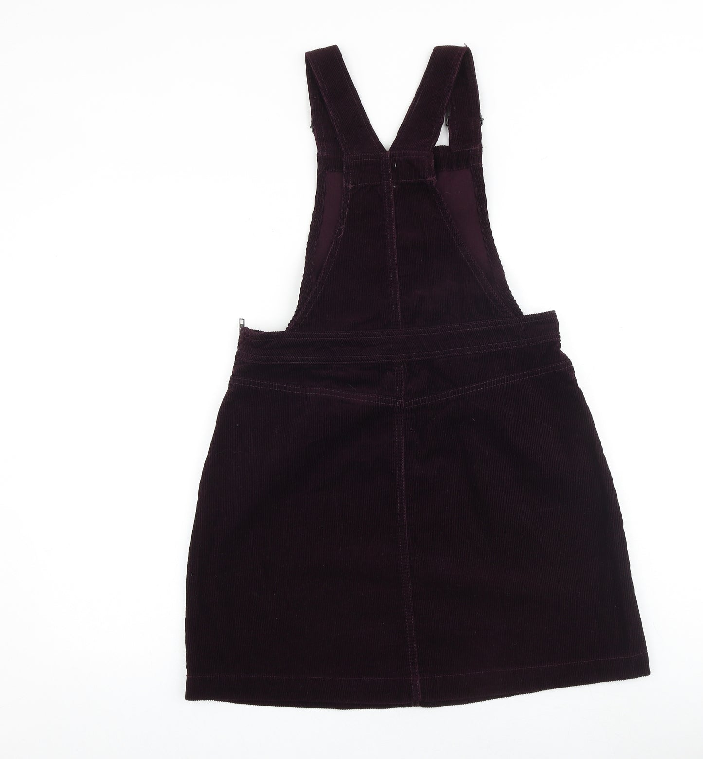 New Look Womens Purple 100% Cotton Pinafore/Dungaree Dress Size 10 Square Neck Buckle