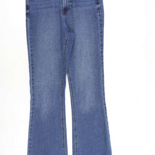 New Look Womens Blue Paisley Cotton Bootcut Jeans Size 10 L31 in Regular Zip