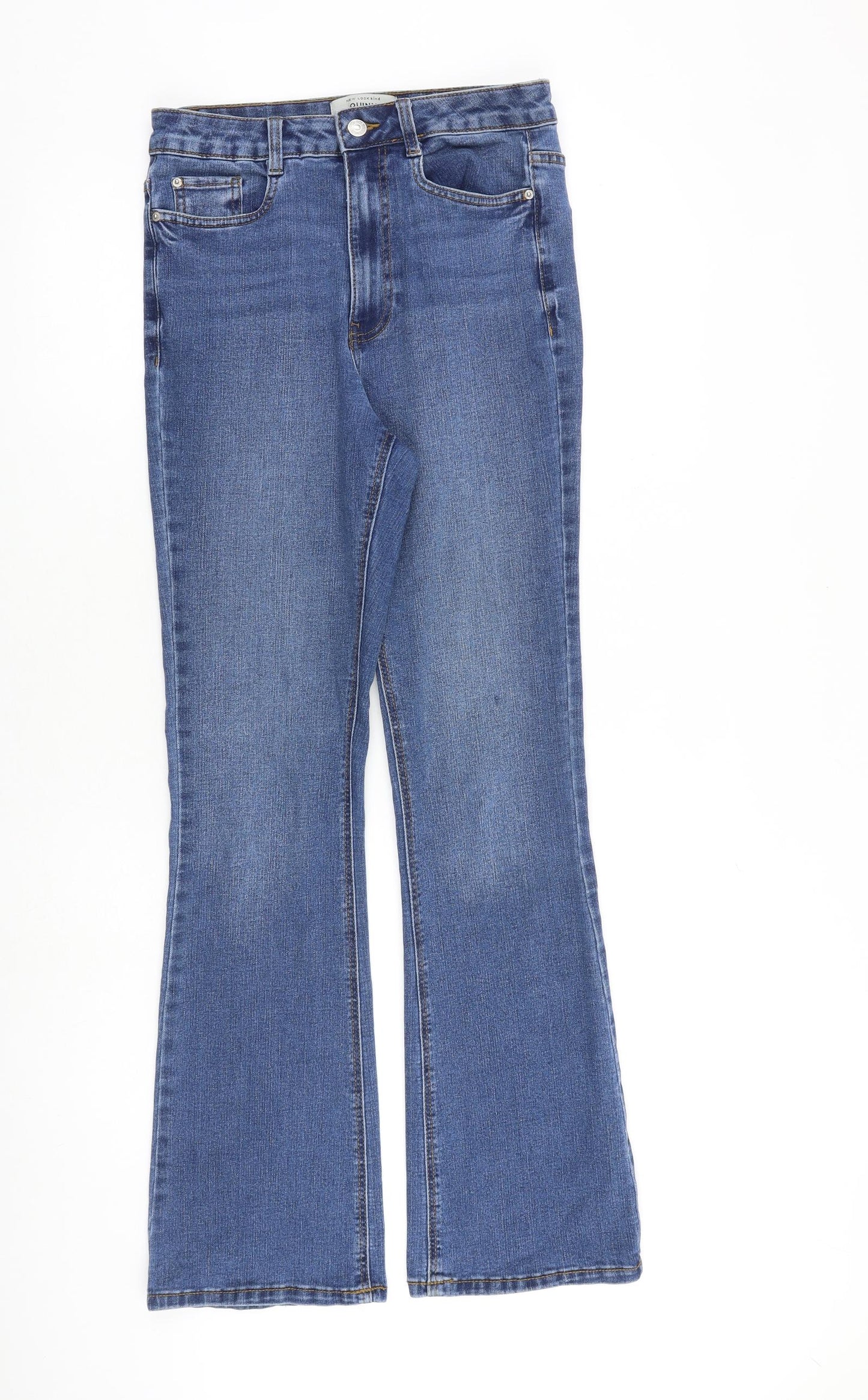 New Look Womens Blue Paisley Cotton Bootcut Jeans Size 10 L31 in Regular Zip