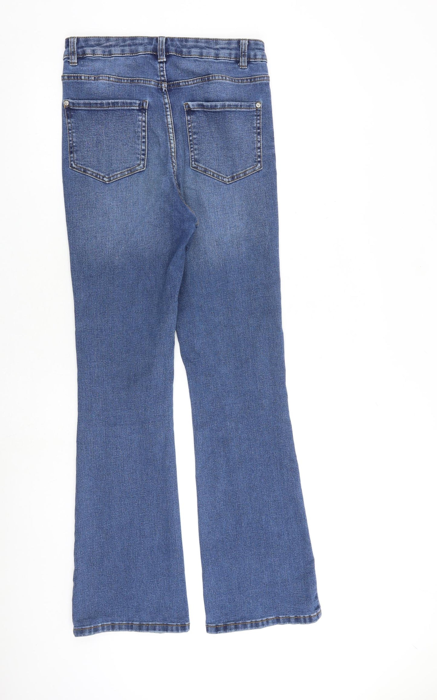 New Look Womens Blue Paisley Cotton Bootcut Jeans Size 10 L31 in Regular Zip
