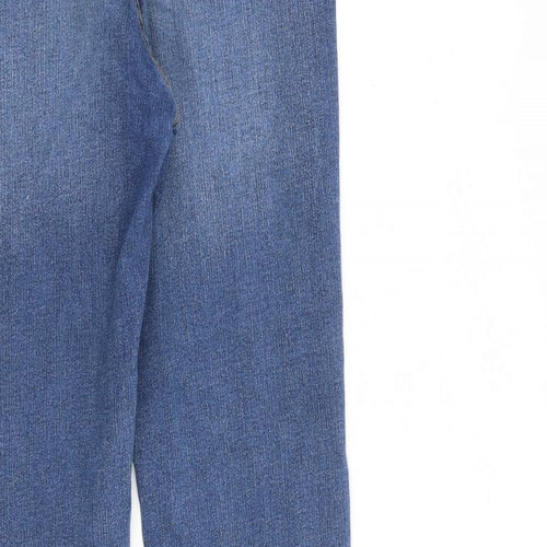 New Look Womens Blue Paisley Cotton Bootcut Jeans Size 10 L31 in Regular Zip