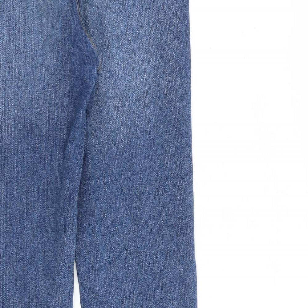 New Look Womens Blue Paisley Cotton Bootcut Jeans Size 10 L31 in Regular Zip