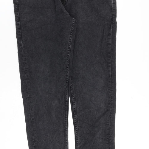 Zara Womens Grey Cotton Tapered Jeans Size 34 in L31 in Regular Zip