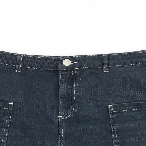 BDG Womens Blue Cotton Cargo Skirt Size M Zip
