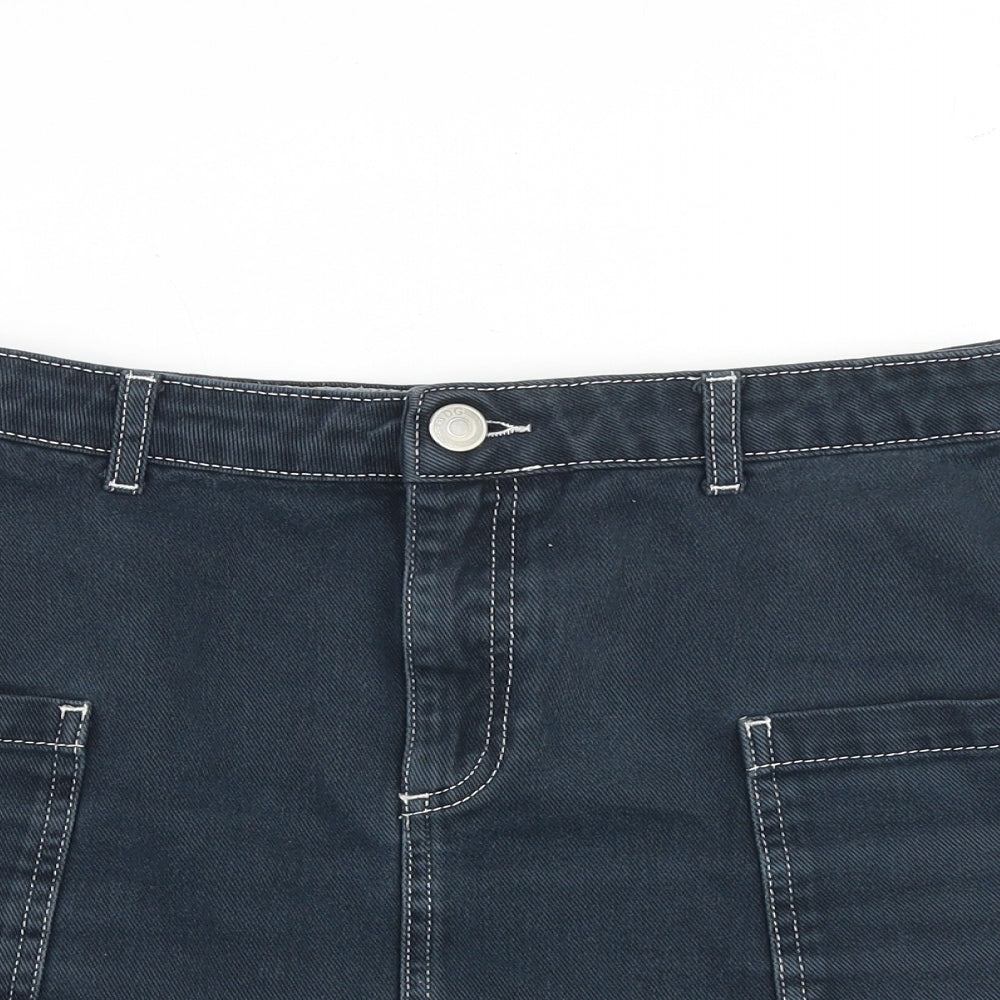 BDG Womens Blue Cotton Cargo Skirt Size M Zip