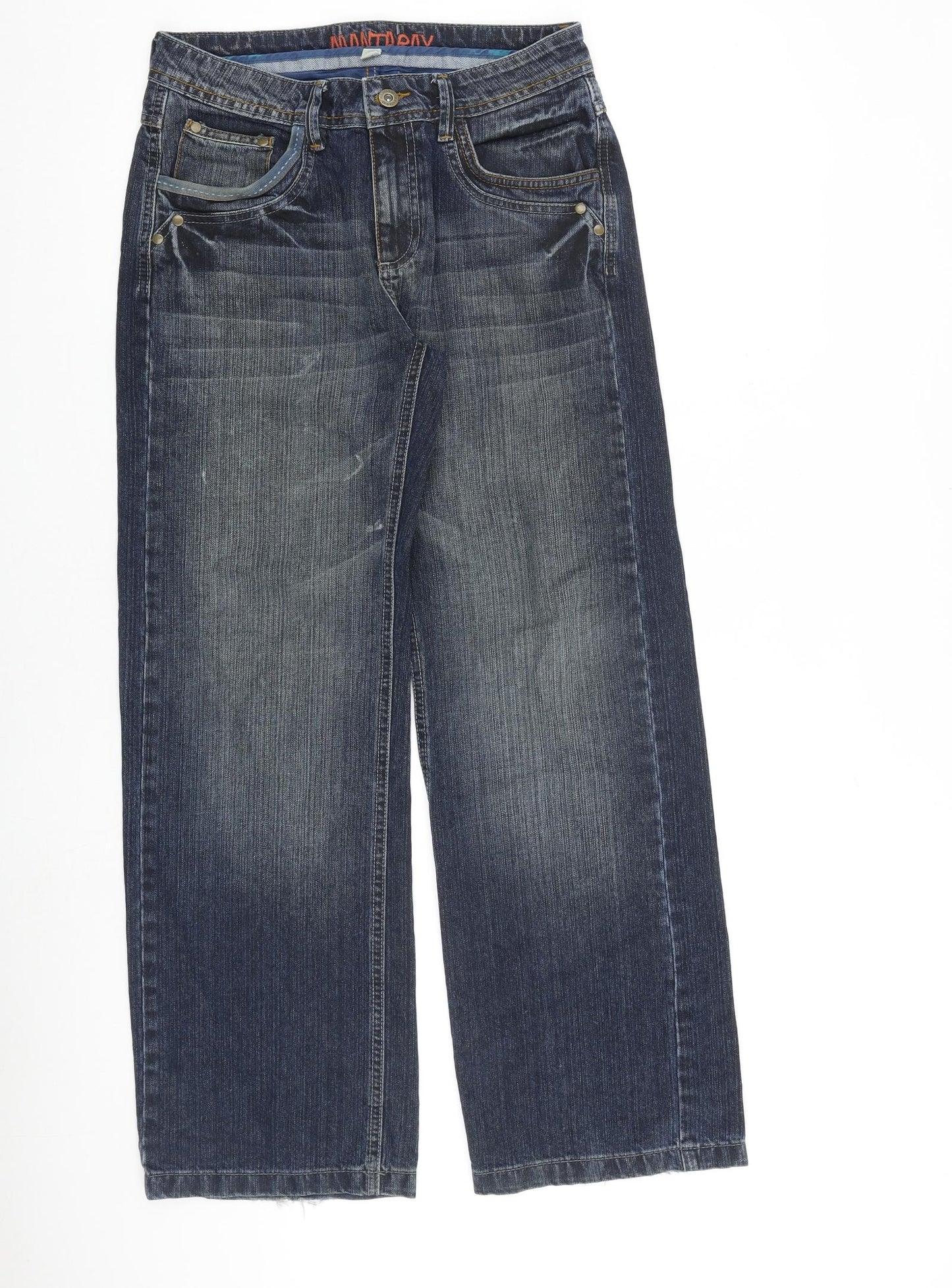 MANTARAY PRODUCTS Boys Blue Cotton Straight Jeans Size 13 Years L28 in Regular Zip