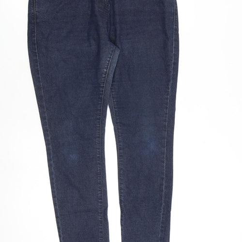 Papaya Womens Blue Cotton Skinny Jeans Size 14 L30 in Slim Zip