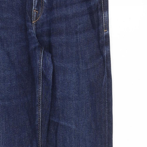 Marks and Spencer Mens Blue Cotton Straight Jeans Size 32 in L33 in Slim Zip