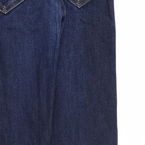 Marks and Spencer Mens Blue Cotton Straight Jeans Size 32 in L33 in Slim Zip