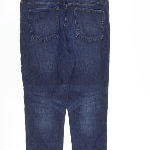 Debenhams Womens Blue Cotton Cropped Jeans Size 12 L23 in Regular Zip