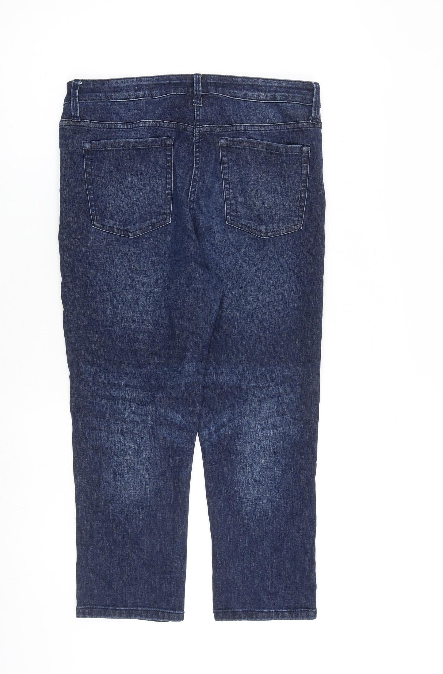 Debenhams Womens Blue Cotton Cropped Jeans Size 12 L23 in Regular Zip
