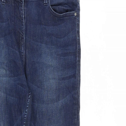 Debenhams Womens Blue Cotton Cropped Jeans Size 12 L23 in Regular Zip