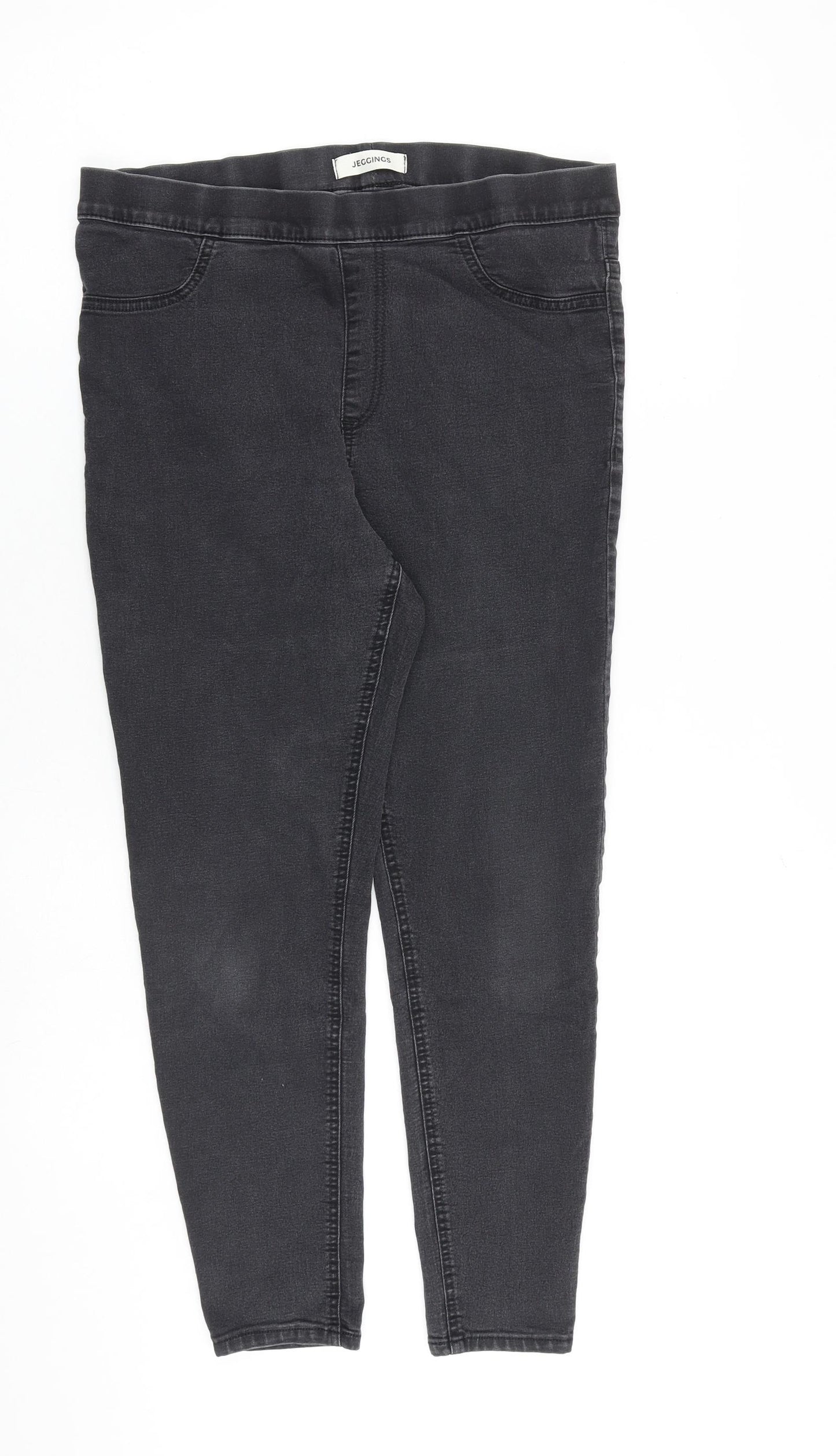 Marks and Spencer Womens Grey Cotton Jegging Jeans Size 14 L27 in Regular