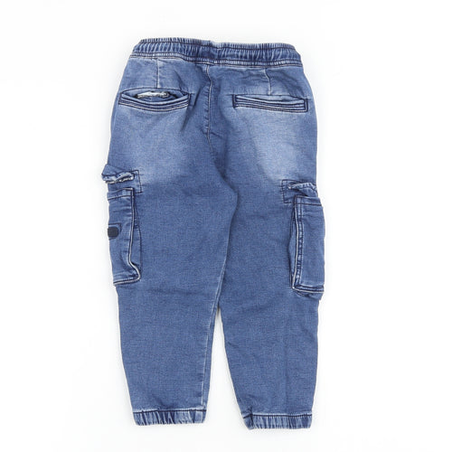 NEXT Boys Blue Cotton Tapered Jeans Size 3-4 Years Regular Drawstring