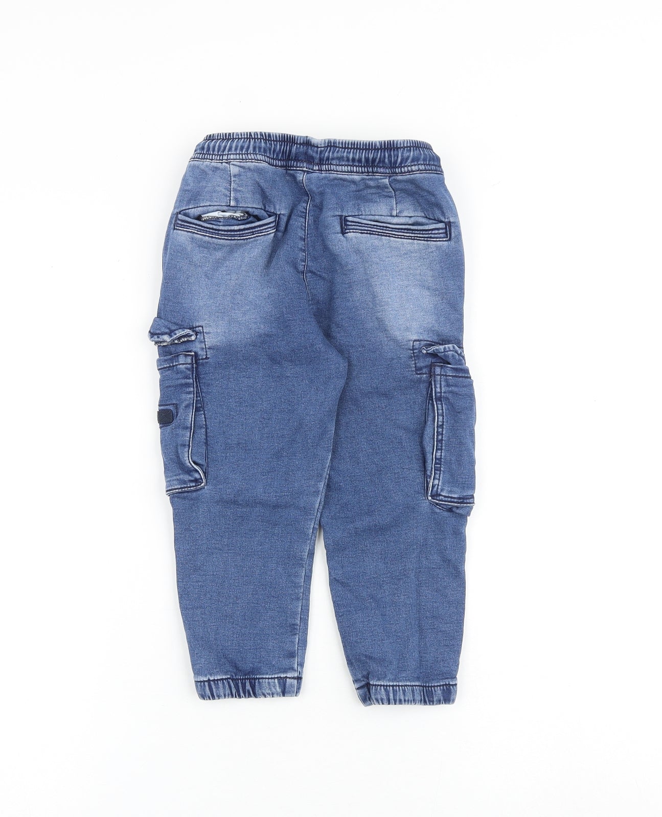 NEXT Boys Blue Cotton Tapered Jeans Size 3-4 Years Regular Drawstring