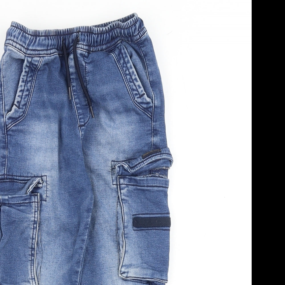 NEXT Boys Blue Cotton Tapered Jeans Size 3-4 Years Regular Drawstring