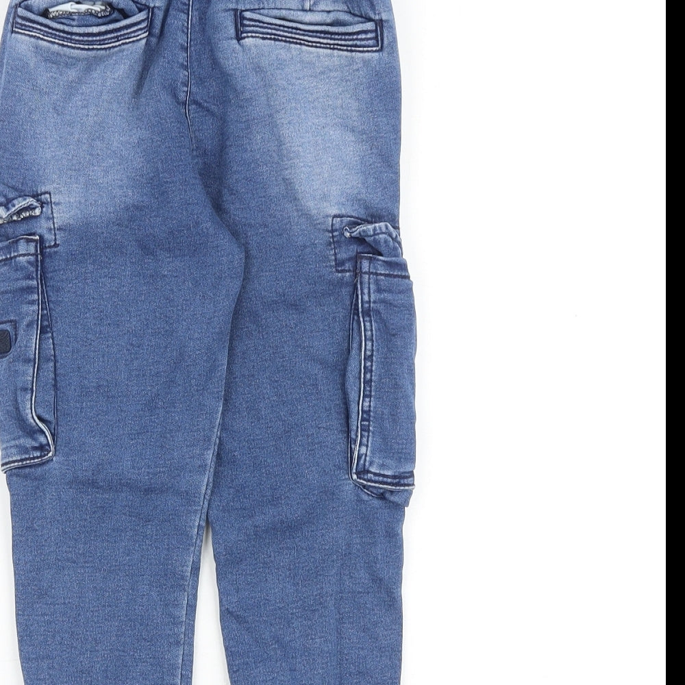 NEXT Boys Blue Cotton Tapered Jeans Size 3-4 Years Regular Drawstring