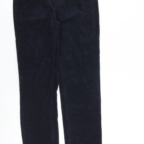 Marks and Spencer Womens Blue Cotton Trousers Size 6 L28 in Regular Zip