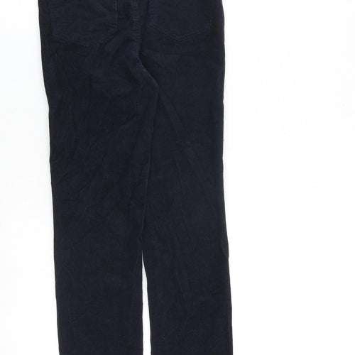 Marks and Spencer Womens Blue Cotton Trousers Size 6 L28 in Regular Zip