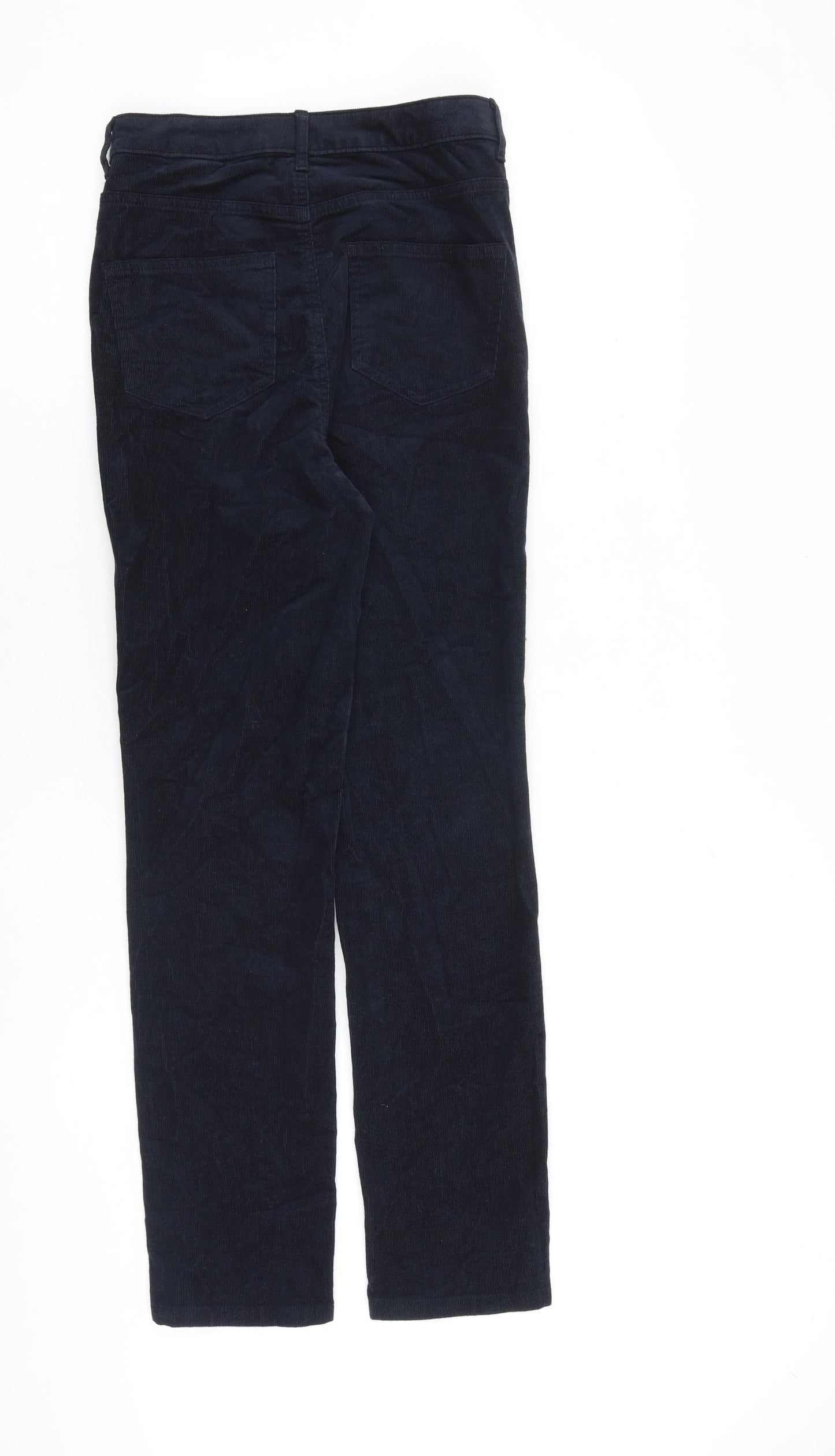 Marks and Spencer Womens Blue Cotton Trousers Size 6 L28 in Regular Zip