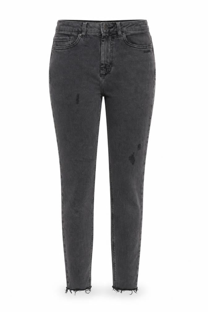 New Look Womens Grey Cotton Skinny Jeans Size 10 L29 in Slim Zip - Raw Hem
