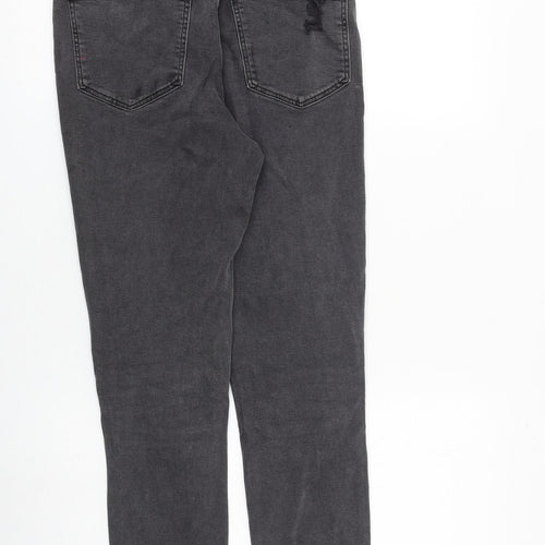 New Look Womens Grey Cotton Skinny Jeans Size 10 L29 in Slim Zip - Raw Hem