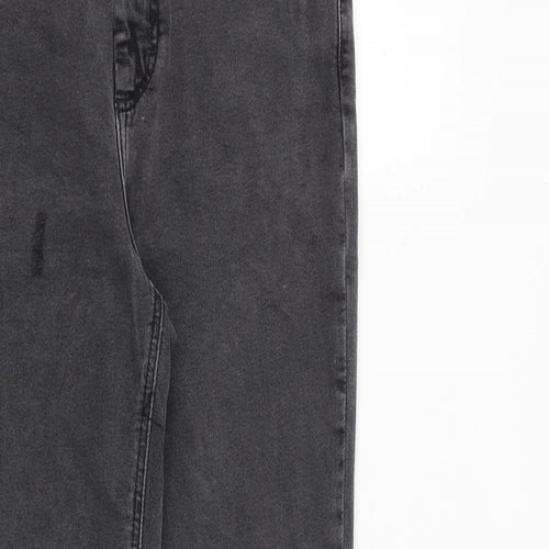 New Look Womens Grey Cotton Skinny Jeans Size 10 L29 in Slim Zip - Raw Hem