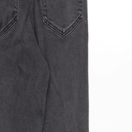 New Look Womens Grey Cotton Skinny Jeans Size 10 L29 in Slim Zip - Raw Hem