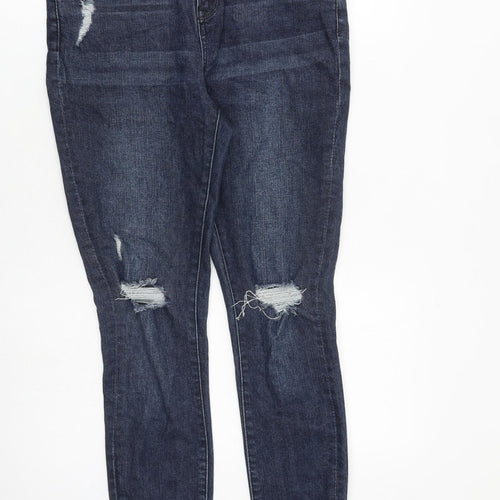 George Womens Blue Cotton Straight Jeans Size 10 L29 in Slim Zip