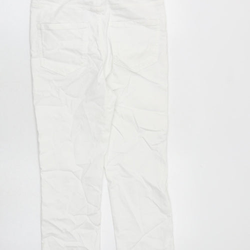 Marks and Spencer Womens White Cotton Cropped Jeans Size 10 L21 in Regular Zip
