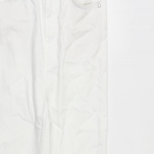 Marks and Spencer Womens White Cotton Cropped Jeans Size 10 L21 in Regular Zip