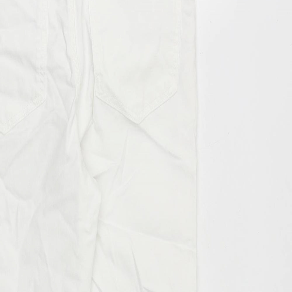 Marks and Spencer Womens White Cotton Cropped Jeans Size 10 L21 in Regular Zip