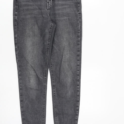 Topshop Womens Grey Cotton Skinny Jeans Size 28 in L32 in Regular Zip - Raw Hem