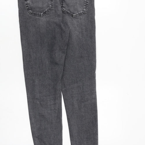 Topshop Womens Grey Cotton Skinny Jeans Size 28 in L32 in Regular Zip - Raw Hem