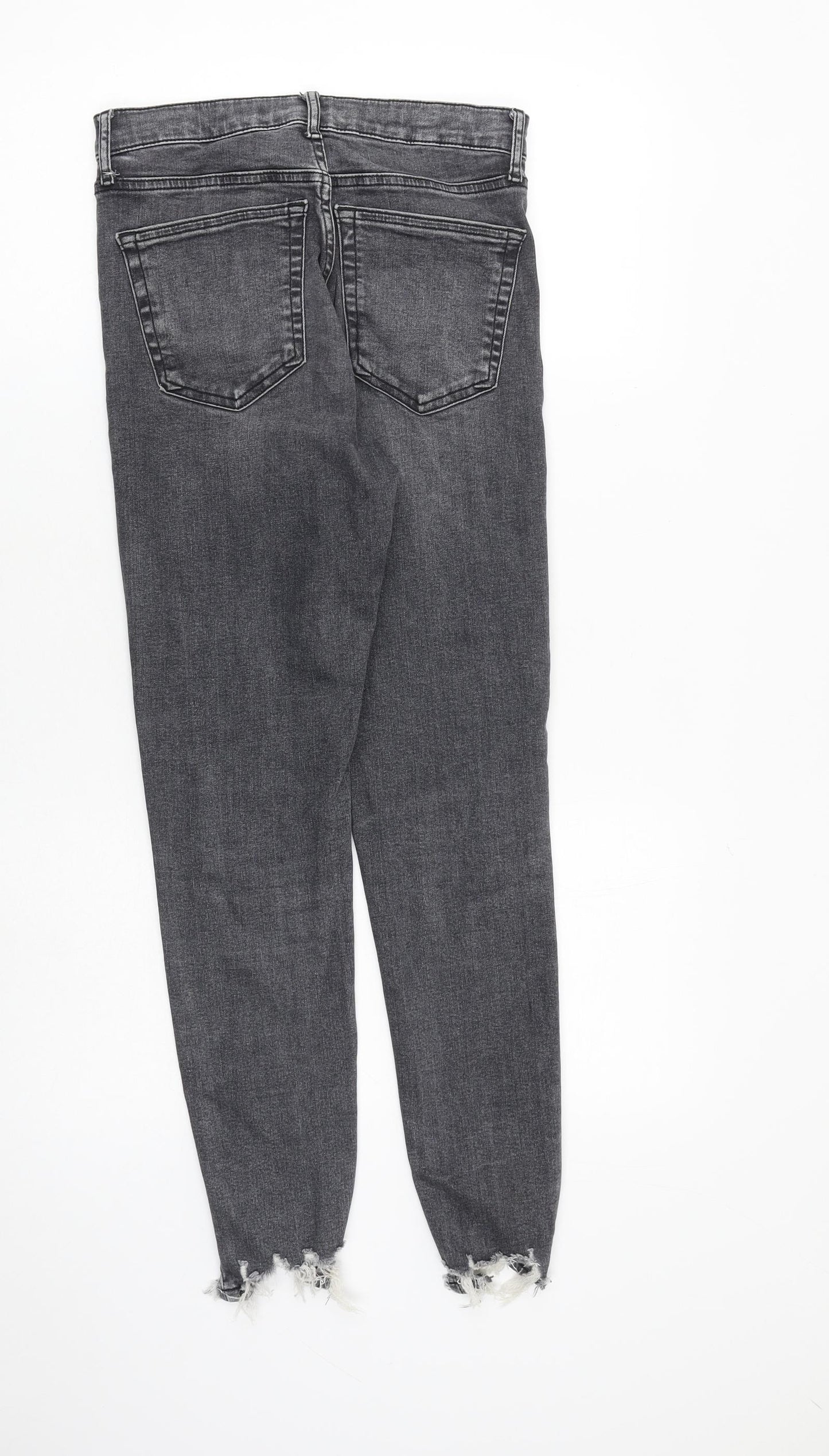 Topshop Womens Grey Cotton Skinny Jeans Size 28 in L32 in Regular Zip - Raw Hem