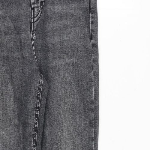 Topshop Womens Grey Cotton Skinny Jeans Size 28 in L32 in Regular Zip - Raw Hem