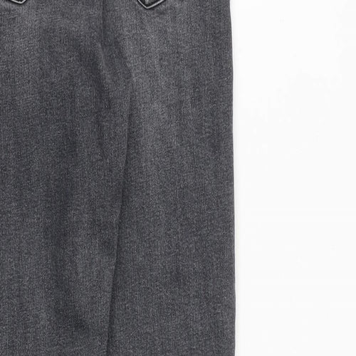 Topshop Womens Grey Cotton Skinny Jeans Size 28 in L32 in Regular Zip - Raw Hem