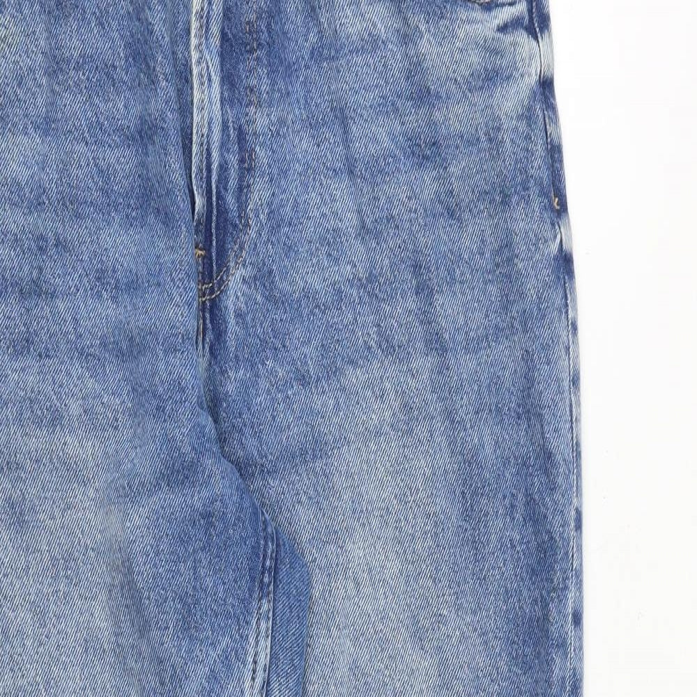 Bershka Womens Blue Cotton Mom Jeans Size 12 L28 in Regular Zip