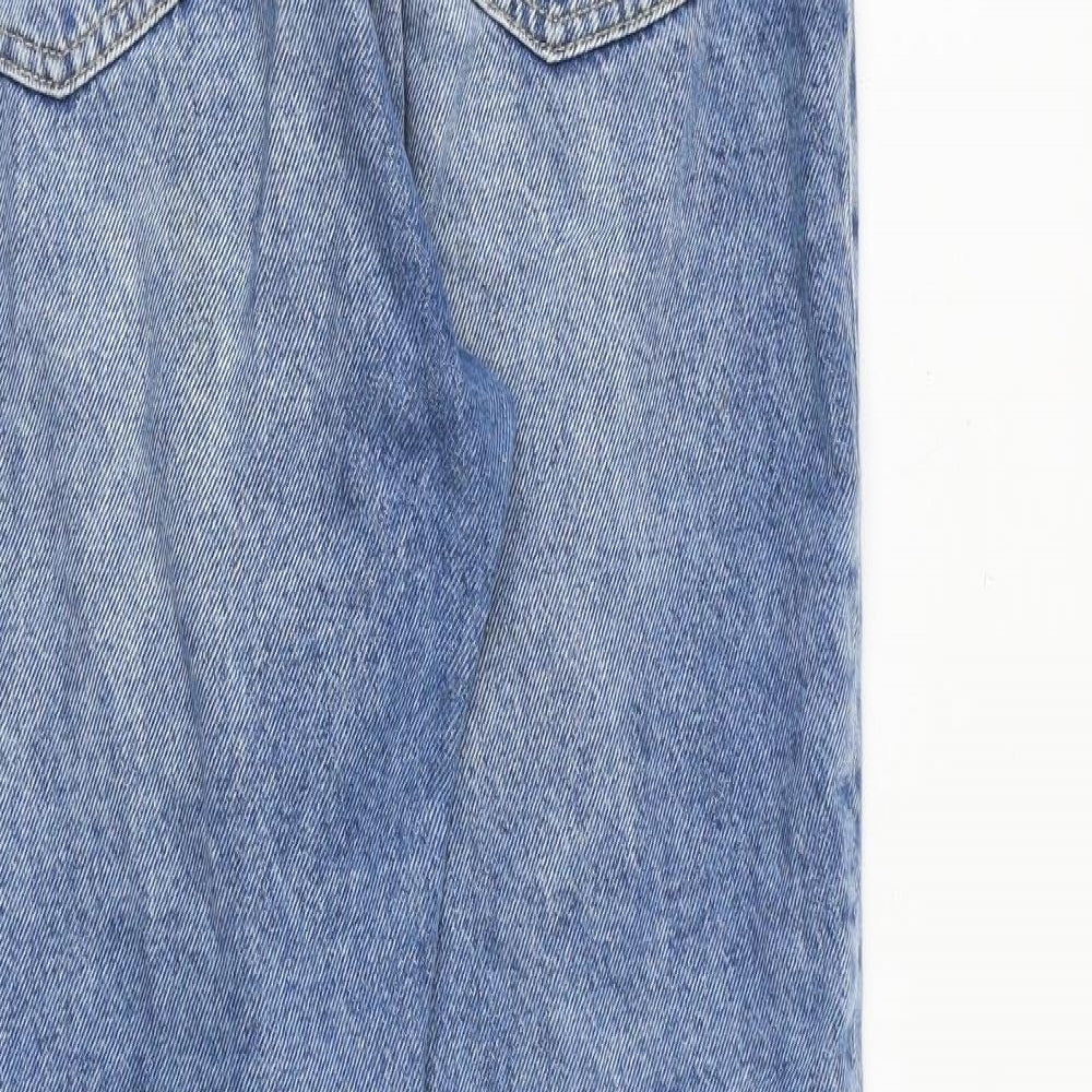Bershka Womens Blue Cotton Mom Jeans Size 12 L28 in Regular Zip
