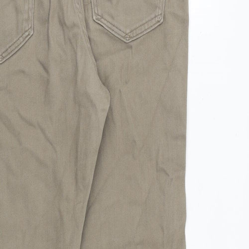 Marks and Spencer Mens Brown Herringbone Cotton Straight Jeans Size 36 in L31 in Regular Zip