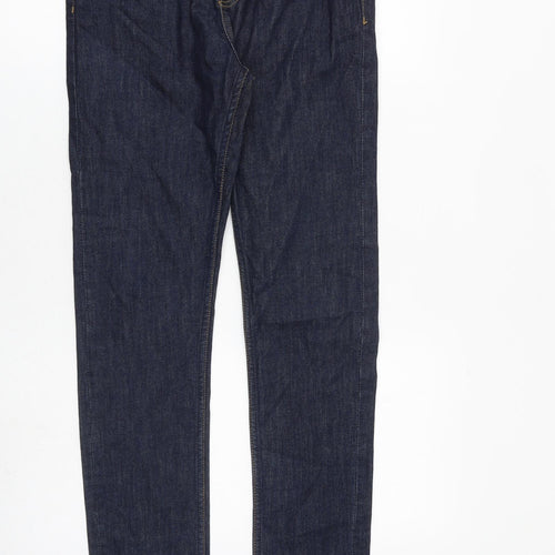 New Look Mens Blue Herringbone Cotton Skinny Jeans Size 30 in L30 in Slim Zip