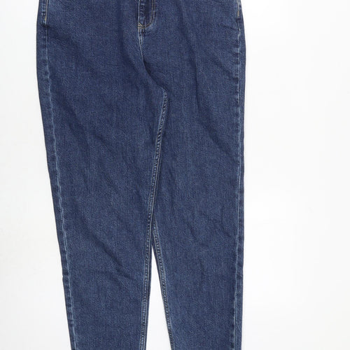 F&F Womens Blue Cotton Tapered Jeans Size 8 L27 in Regular Zip