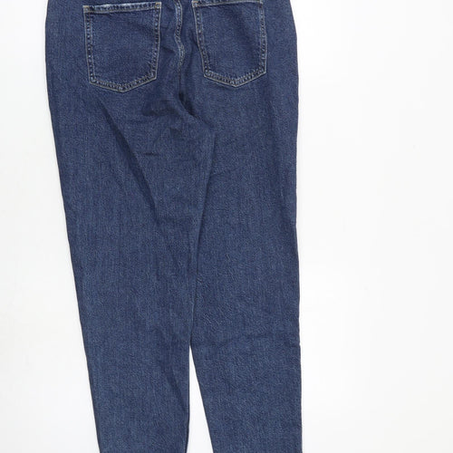 F&F Womens Blue Cotton Tapered Jeans Size 8 L27 in Regular Zip